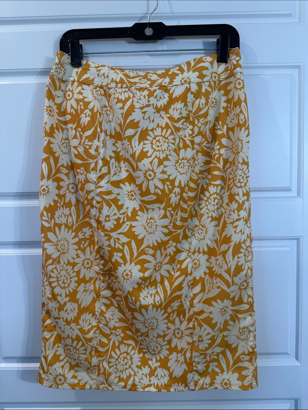 RipSkirt Saffron Sun Length 3 Wrap Skirt Mustard Yellow Cream Floral Print SM - Picture 5 of 5